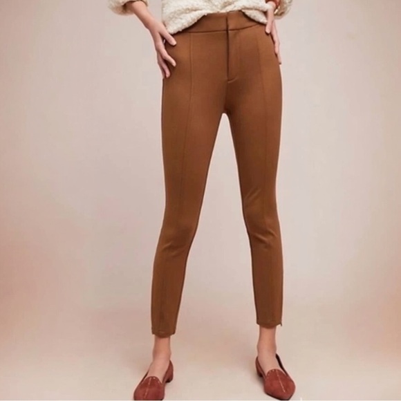 Anthropologie Pants - Anthropologie The Essential Slim Ponte Knit Ankle Zip Skinny Pants Size 4 Brown